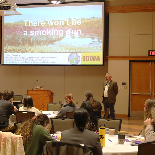 Guest speaker at the podium